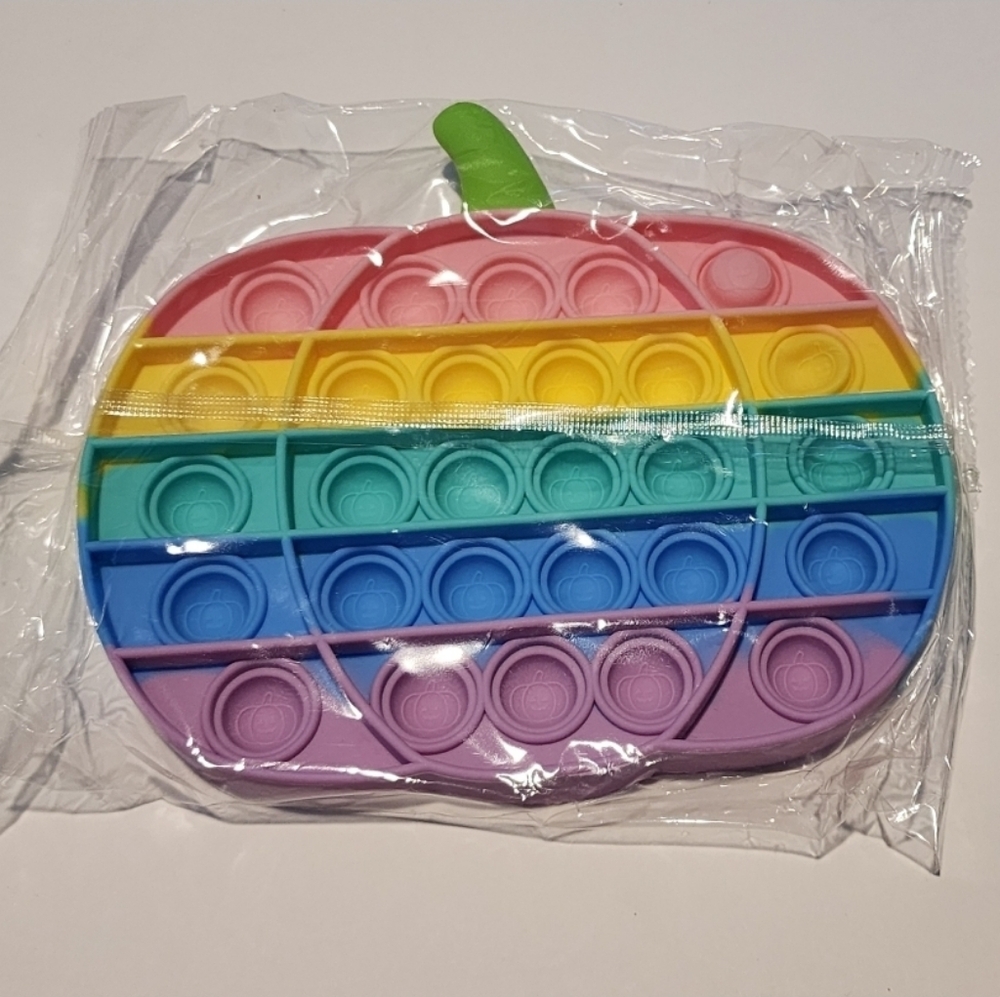 Rainbow Pop It Fidget Toy Pumpkin 6.5 x 5.5 Bubble‎ Sensory Stress Relief